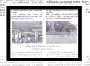 6 member women's cricket tournament organized by WSG in 2003